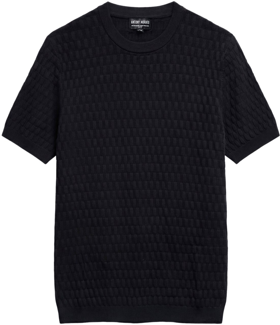 Antony Morato SWEATER ROUND COLLAR SHORT SLEEVES SLIM FIT Zwart