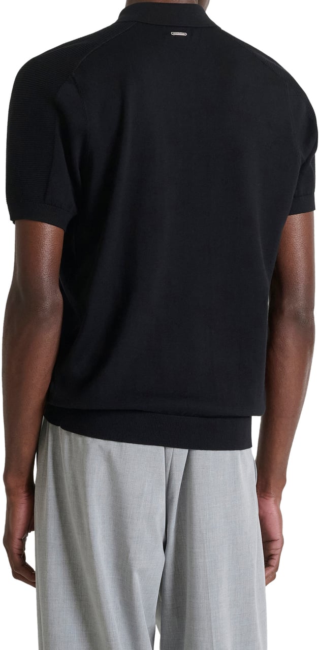 Antony Morato SWEATER POLO WITH BUTTON SHORT SLEEVES REGULAR FIT Zwart