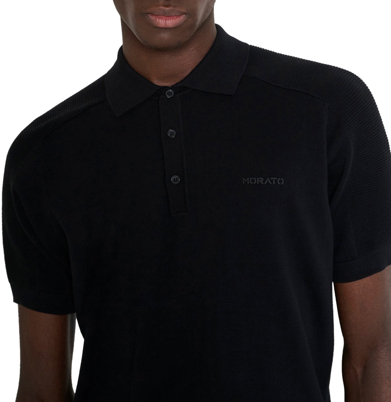Antony Morato SWEATER POLO WITH BUTTON SHORT SLEEVES REGULAR FIT Zwart
