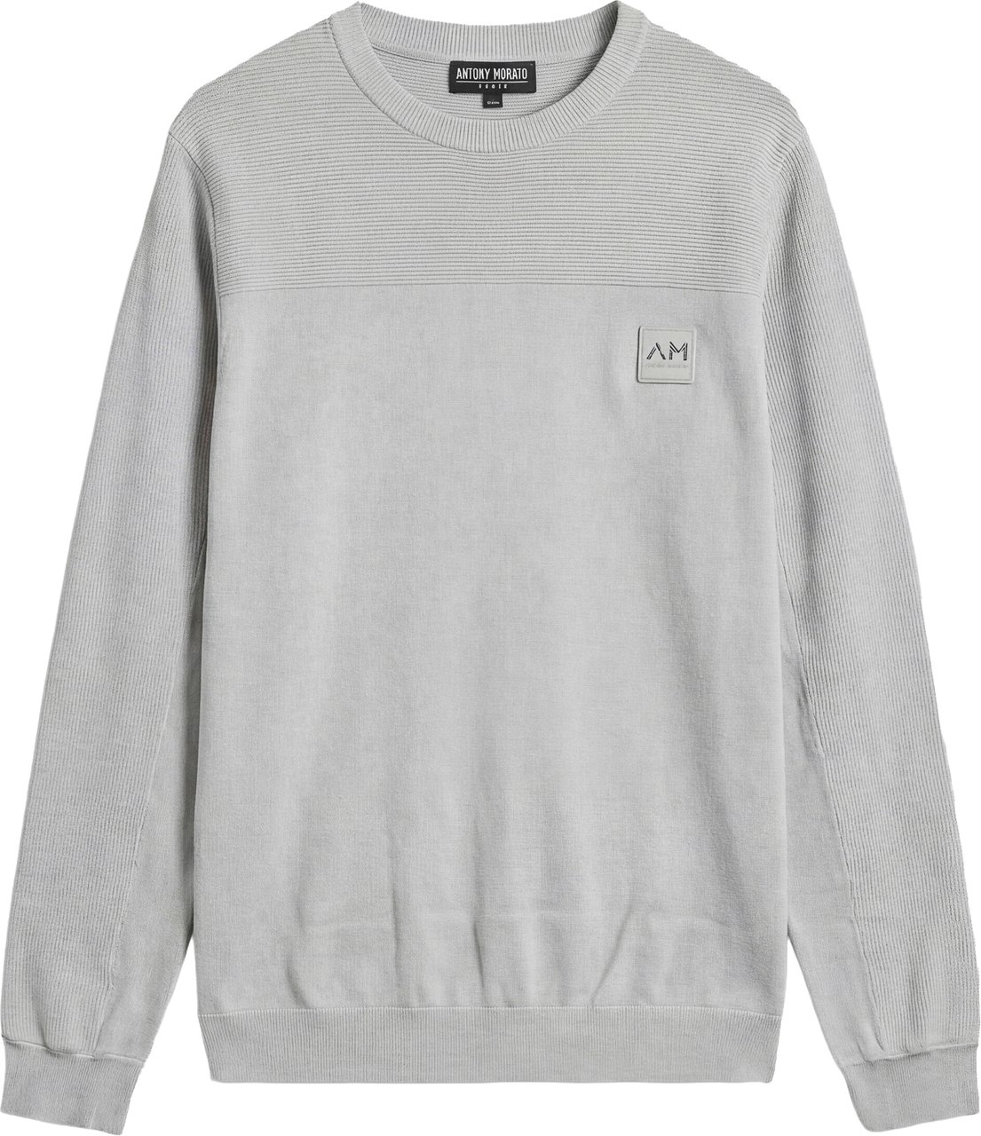 Antony Morato SWEATER ROUND COLLAR LONG SLEEVES REGULAR FIT WITH RUBBER PATCH ON CHEST Wit