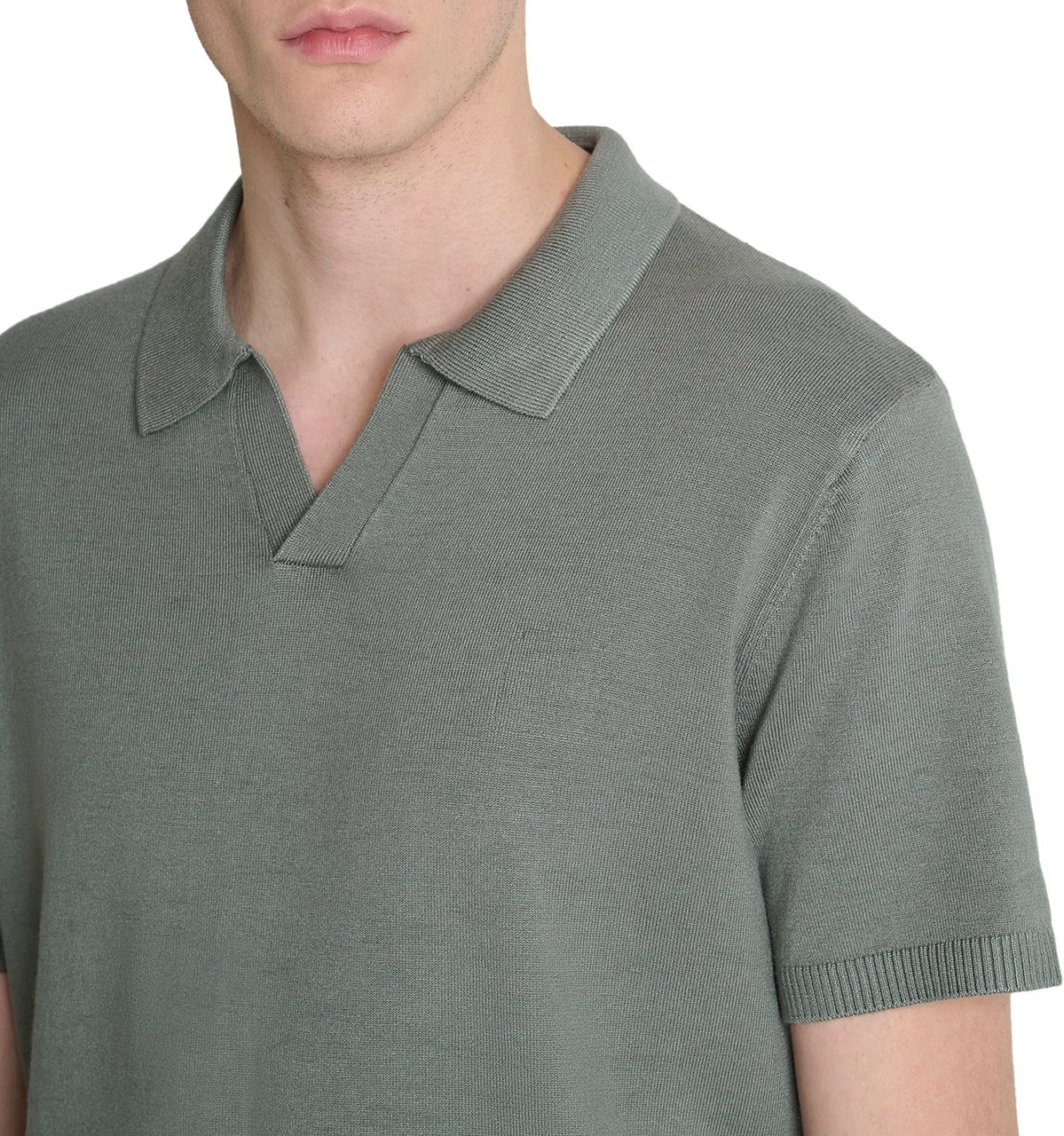 Antony Morato SWEATER POLO WITHOUT BUTTON SHORT SLEEVES SLIM FIT SUPER SOFT YARN Groen