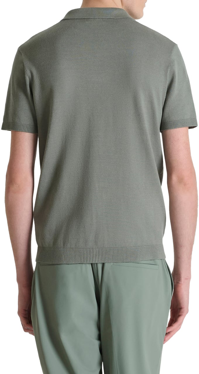 Antony Morato SWEATER POLO WITHOUT BUTTON SHORT SLEEVES SLIM FIT SUPER SOFT YARN Groen