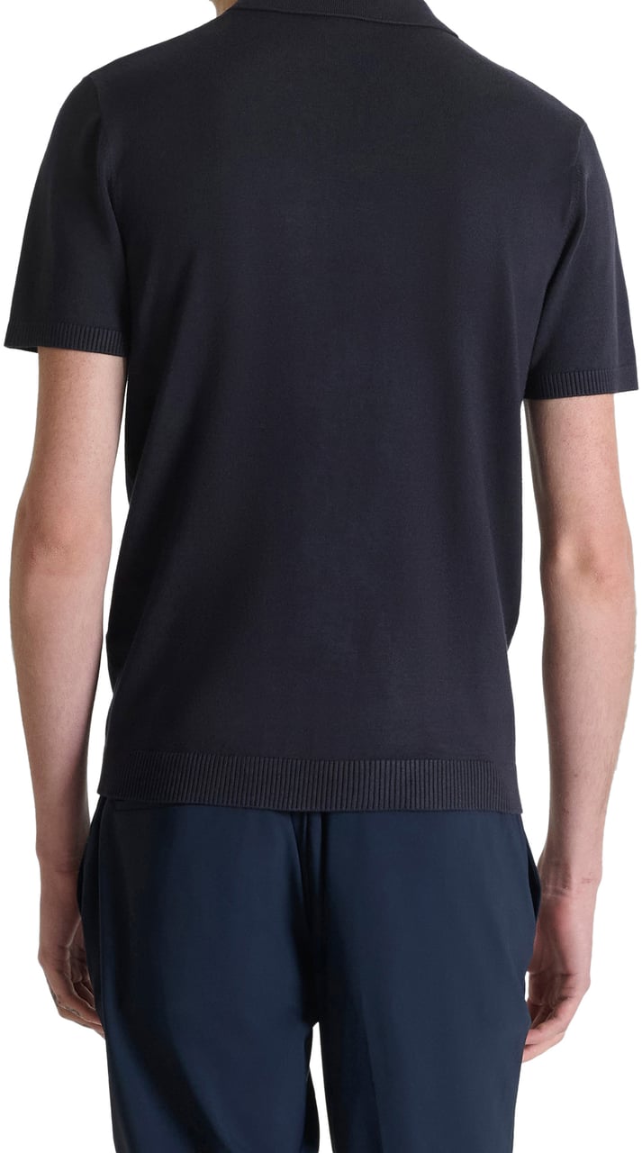 Antony Morato SWEATER POLO WITHOUT BUTTON SHORT SLEEVES SLIM FIT SUPER SOFT YARN Blauw