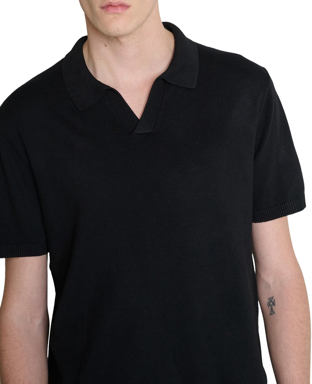 Antony Morato SWEATER POLO WITHOUT BUTTON SHORT SLEEVES SLIM FIT SUPER SOFT YARN Zwart