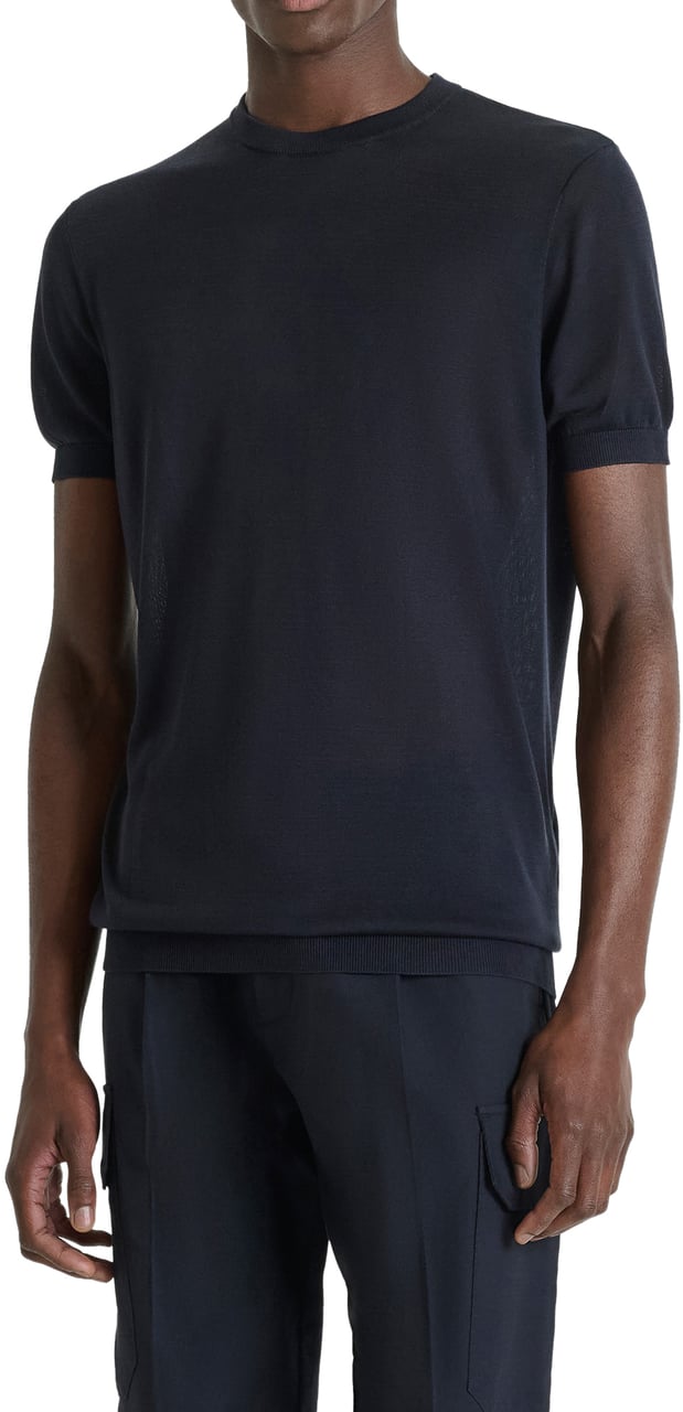 Antony Morato SWEATER ROUND COLLAR SHORT SLEEVES REGULAR FIT SUPER SOFT YARN Blauw