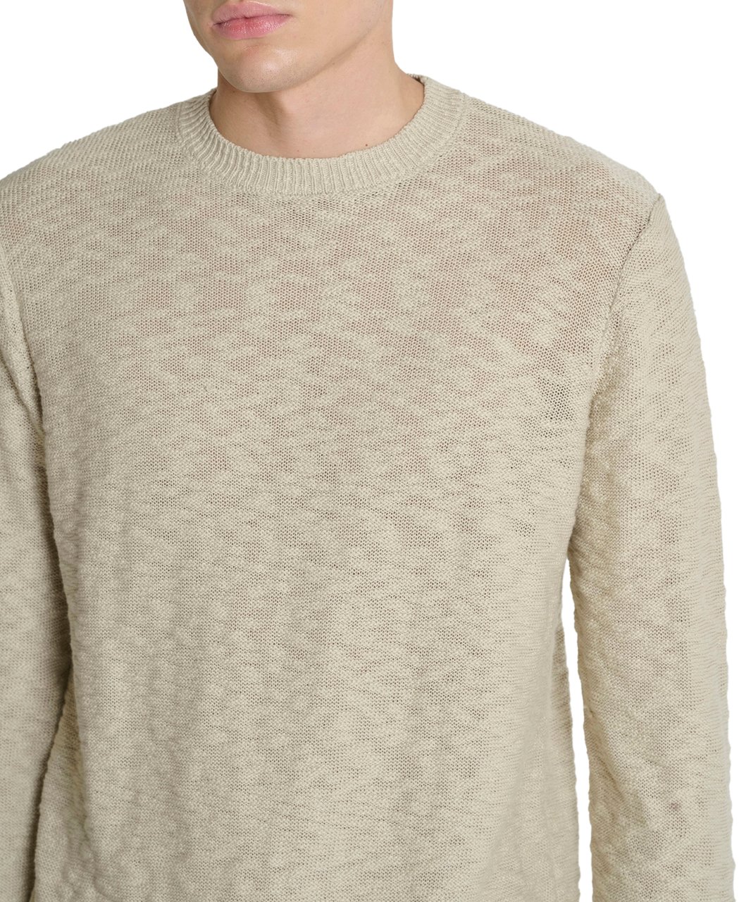 Antony Morato SWEATER ROUND COLLAR LONG SLEEVES REGULAR FIT IN COTTON SOFT YARN 3D KNITSTITCH Beige