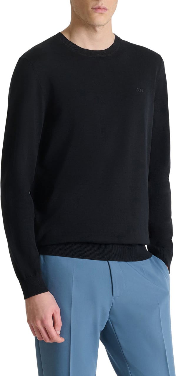 Antony Morato SWEATER REGULAR FIT SOFT YARN WITH FOAM LOGO PRINT Zwart