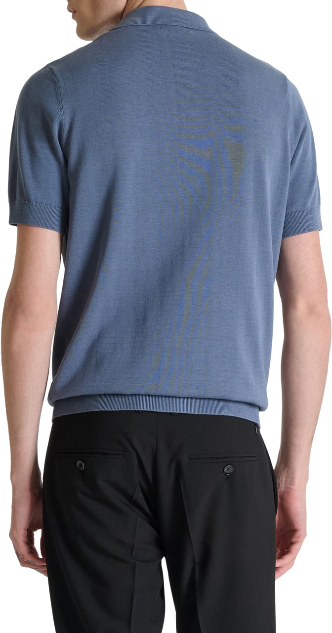 Antony Morato SWEATER REGULAR FIT SOFT YARN WITH LOGOED  BADGE Blauw