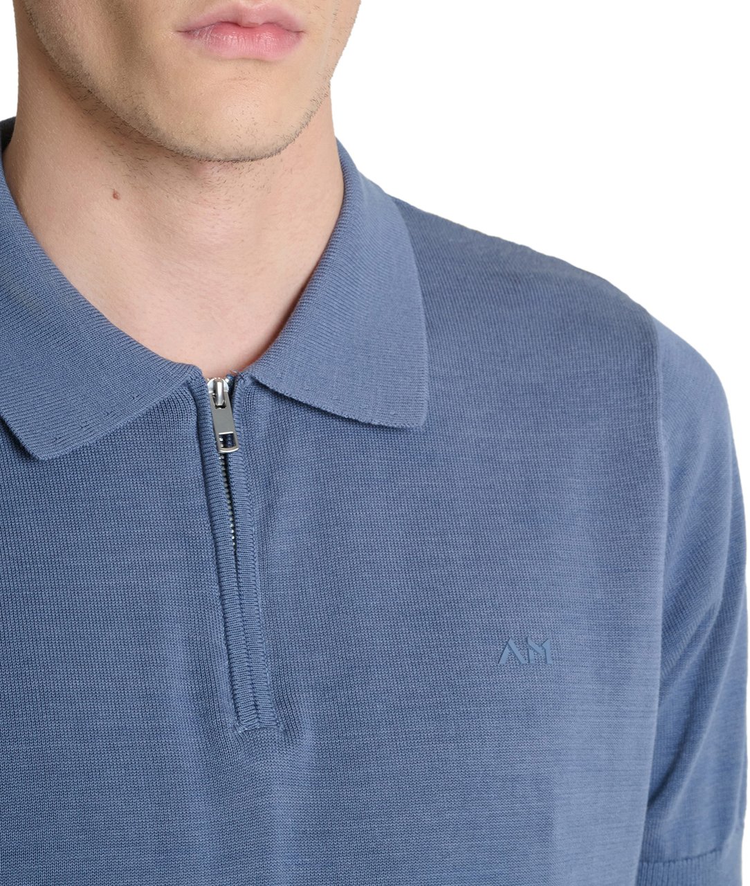 Antony Morato SWEATER REGULAR FIT SOFT YARN WITH LOGOED  BADGE Blauw