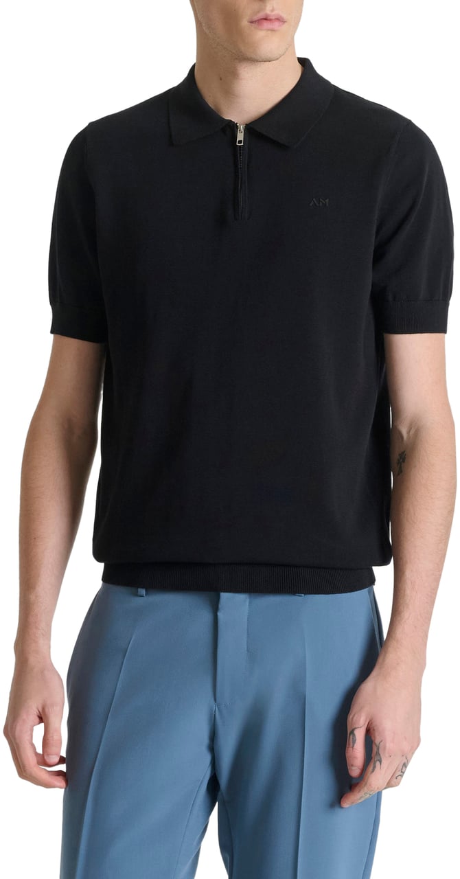 Antony Morato SWEATER REGULAR FIT SOFT YARN WITH LOGOED BADGE Zwart