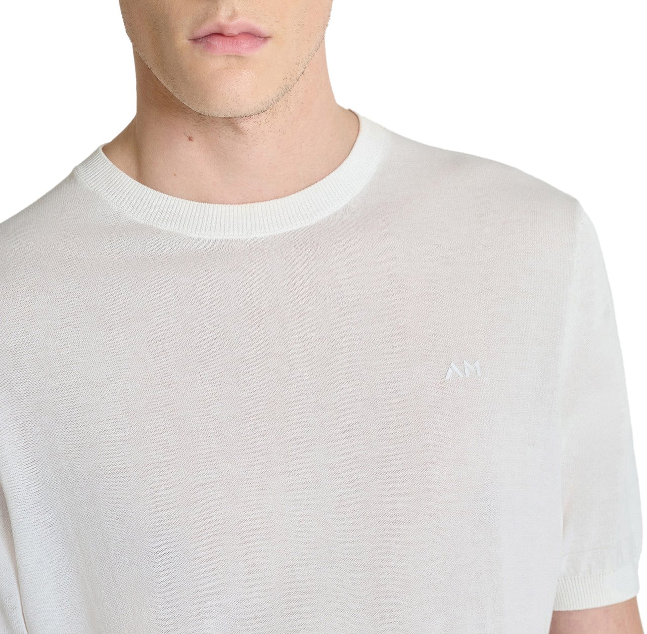 Antony Morato SWEATER ROUND COLLAR SHORT SLEEVES REGULAR FIT SOFT YARN WITH FOAM LOGO PRINT Beige