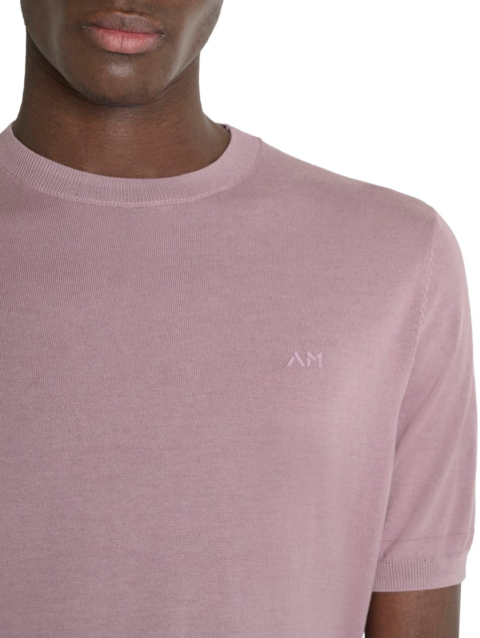 Antony Morato SWEATER ROUND COLLAR SHORT SLEEVES REGULAR FIT SOFT YARN WITH FOAM LOGO PRINT Roze