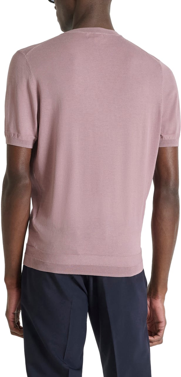 Antony Morato SWEATER ROUND COLLAR SHORT SLEEVES REGULAR FIT SOFT YARN WITH FOAM LOGO PRINT Roze