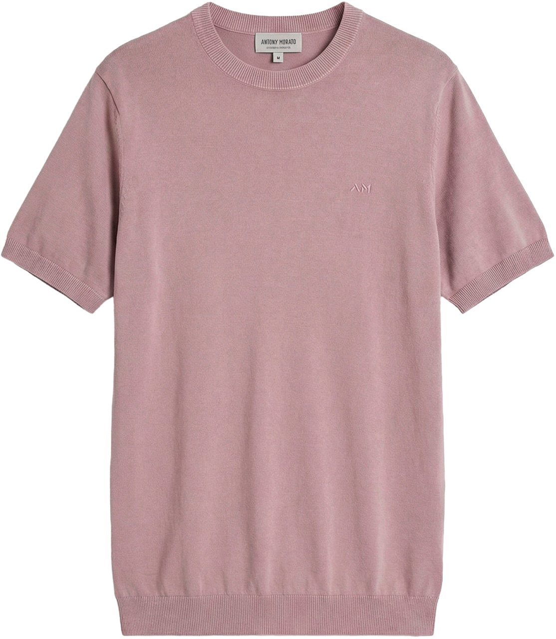 Antony Morato SWEATER ROUND COLLAR SHORT SLEEVES REGULAR FIT SOFT YARN WITH FOAM LOGO PRINT Roze
