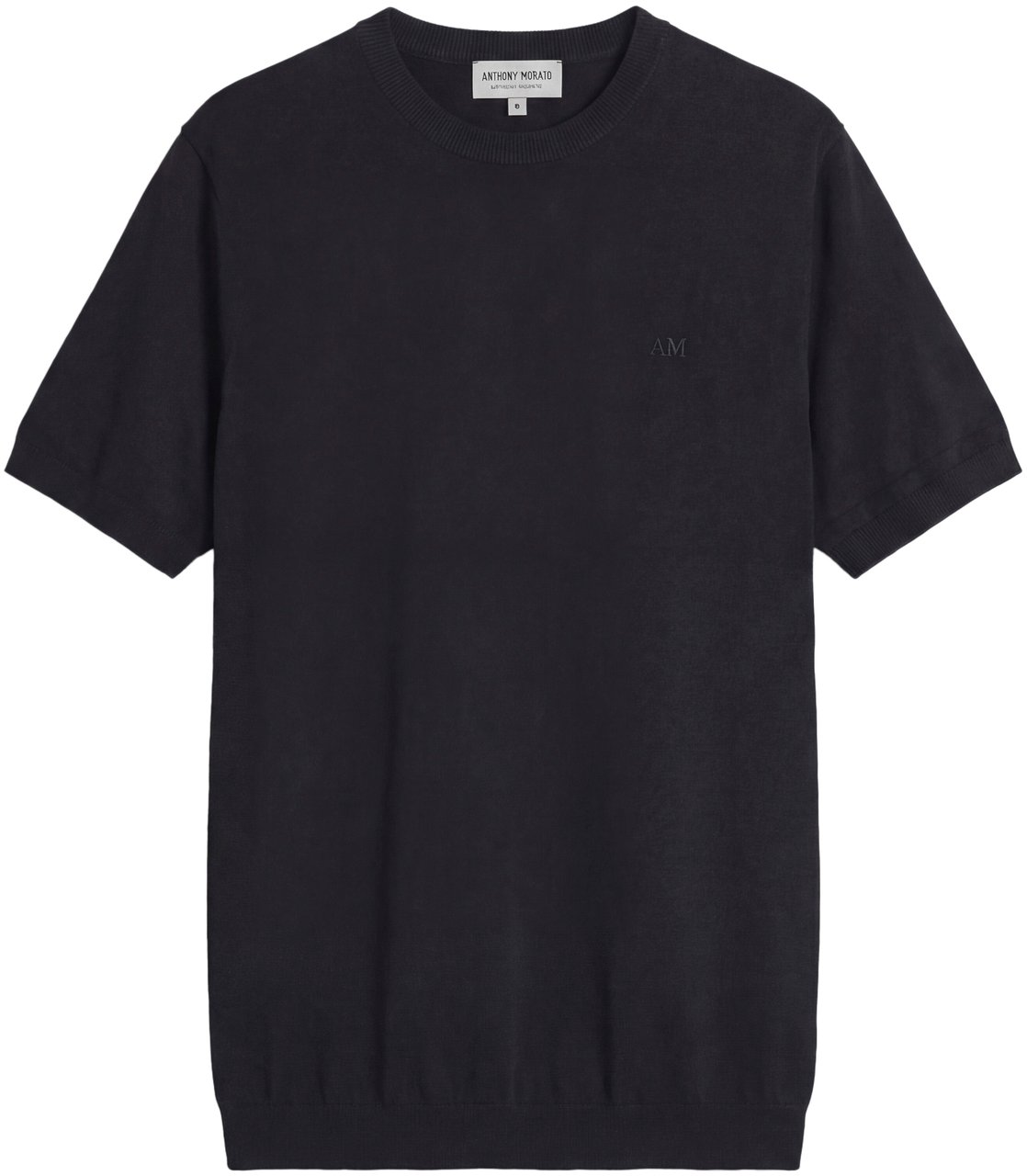 Antony Morato SWEATER ROUND COLLAR SHORT SLEEVES REGULAR FIT SOFT YARN WITH FOAM LOGO PRINT Zwart
