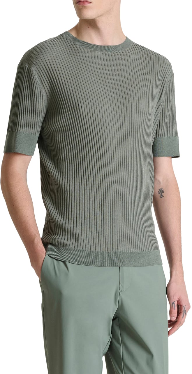 Antony Morato SWEATER ROUND COLLAR SHORT SLEEVES SLIM FIT Groen