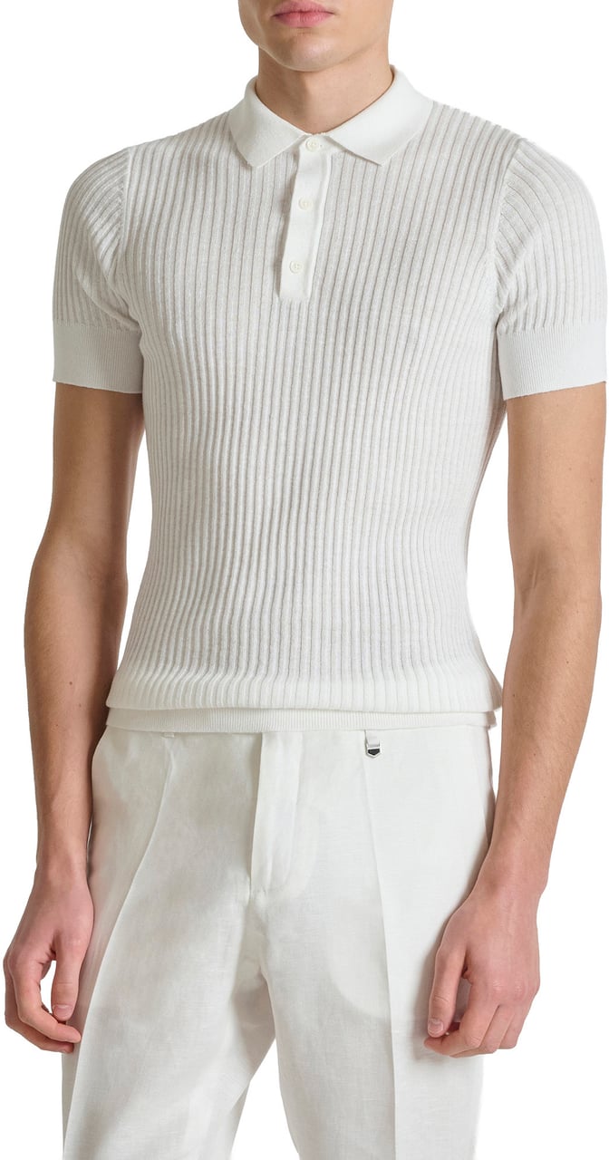 Antony Morato SWEATER POLO WITH BUTTON SHORT SLEEVES SLIM FIT SUPER SOFT YARN Wit