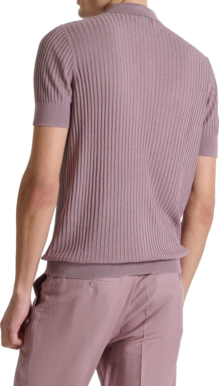 Antony Morato SWEATER POLO WITH BUTTON SHORT SLEEVES SLIM FIT SUPER SOFT YARN Roze