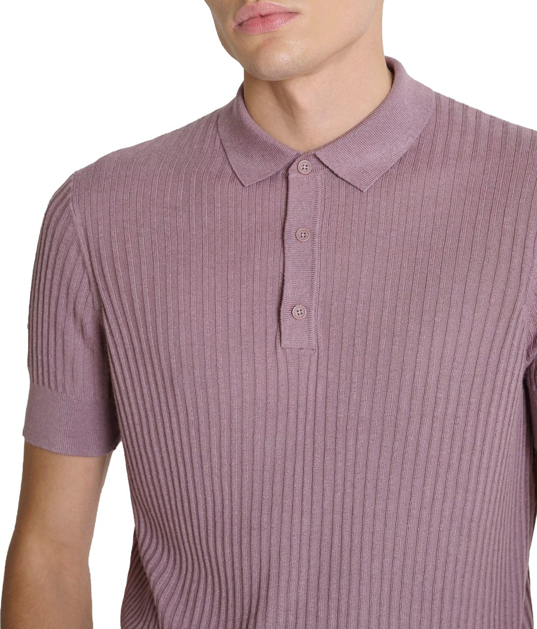 Antony Morato SWEATER POLO WITH BUTTON SHORT SLEEVES SLIM FIT SUPER SOFT YARN Roze