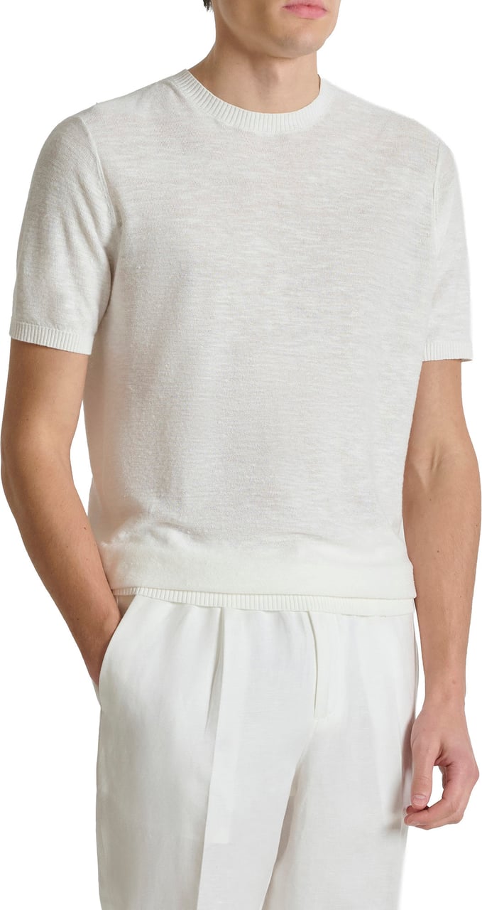 Antony Morato SWEATER ROUND COLLAR SHORT SLEEVES REGULAR FIT SOFT YARN Beige