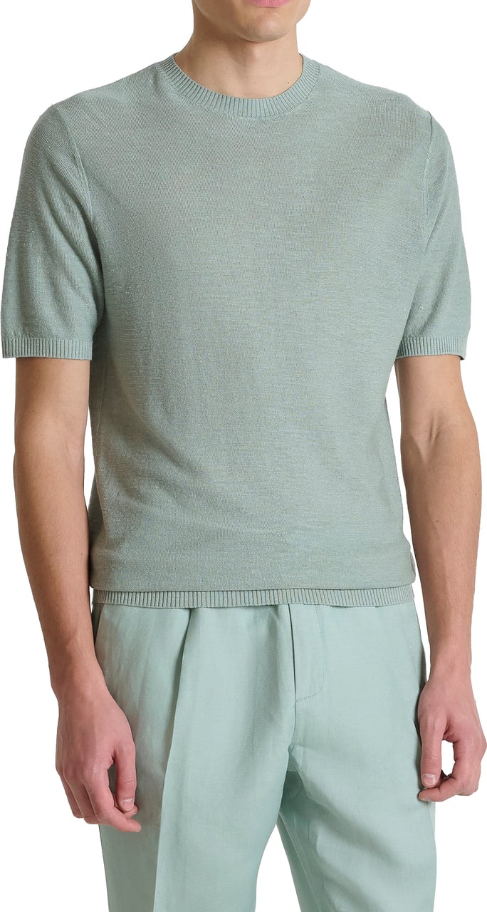 Antony Morato SWEATER ROUND COLLAR SHORT SLEEVES REGULAR FIT SOFT YARN Blauw