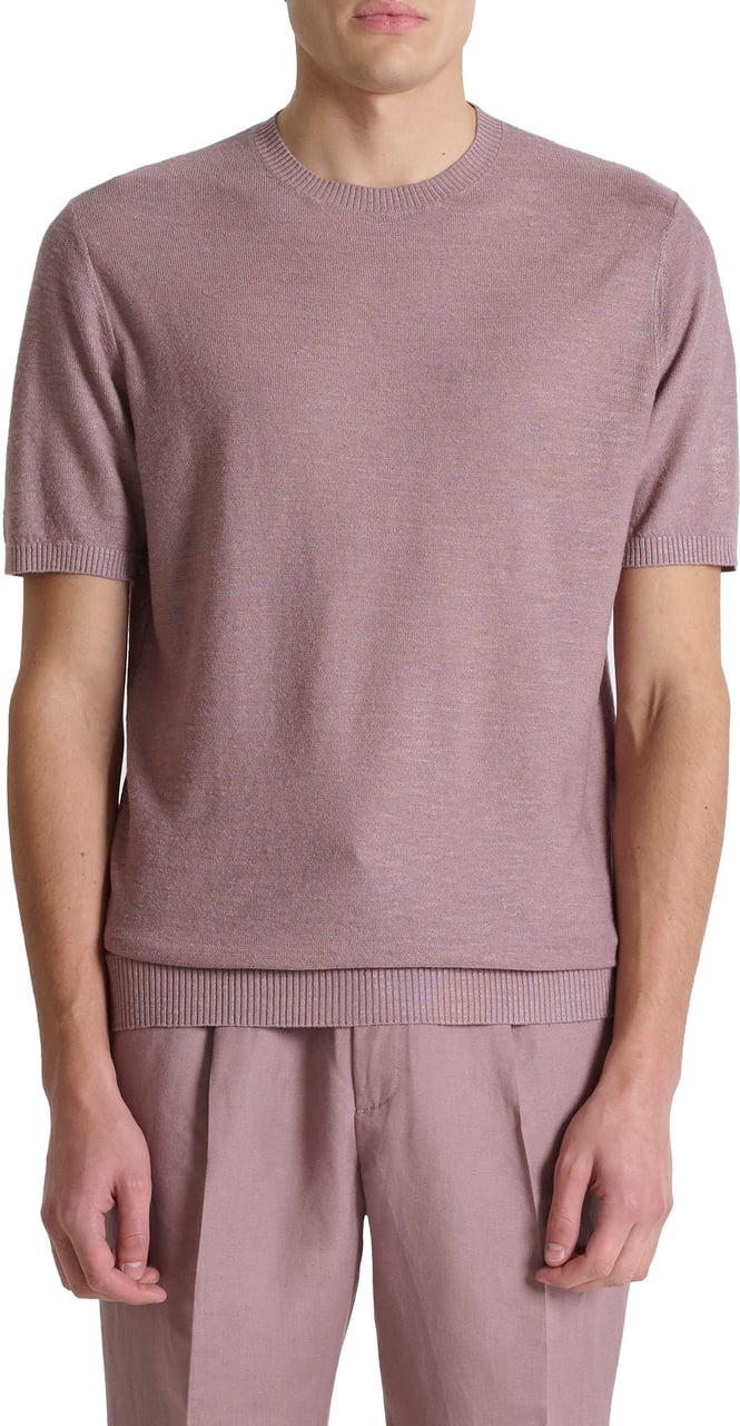 Antony Morato SWEATER ROUND COLLAR SHORT SLEEVES REGULAR FIT SOFT YARN Roze