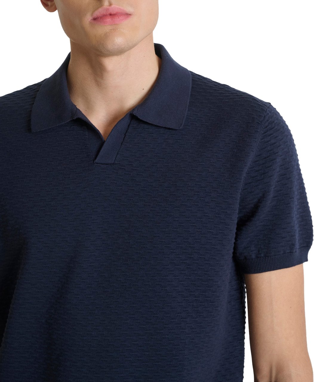 Antony Morato SWEATER POLO WITHOUT BUTTON SHORT SLEEVES REGULAR FIT IN COTTON SOFT YARN Blauw
