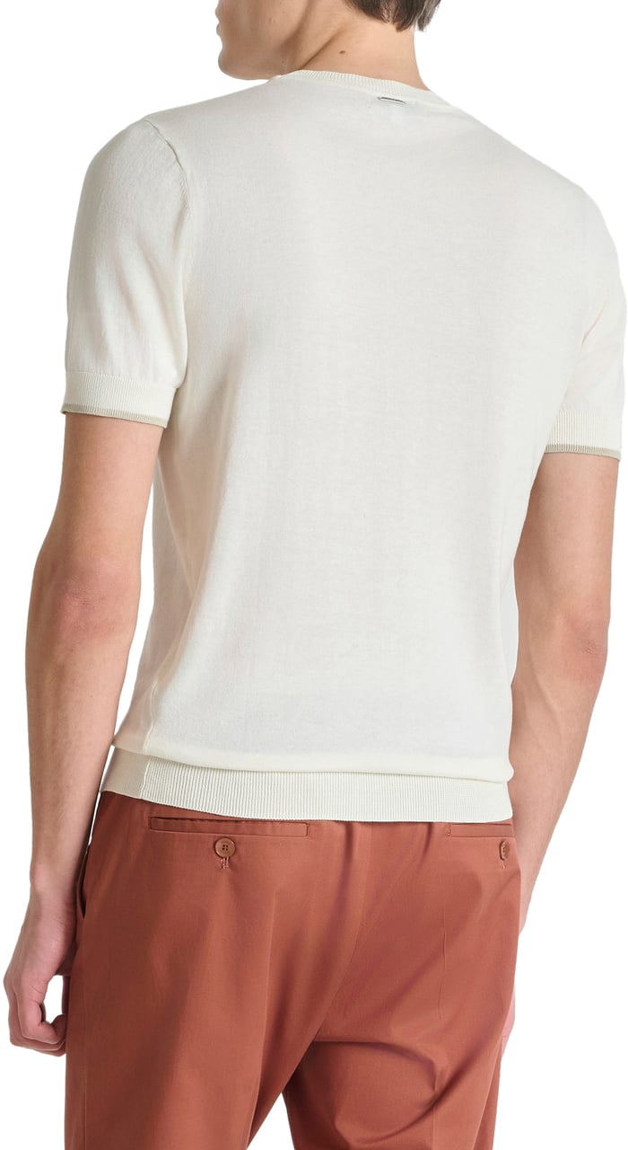 Antony Morato SWEATER ROUND COLLAR SHORT SLEEVES REGULAR FIT IN MERCERIZED COTTON SUPER FINE YARN Beige