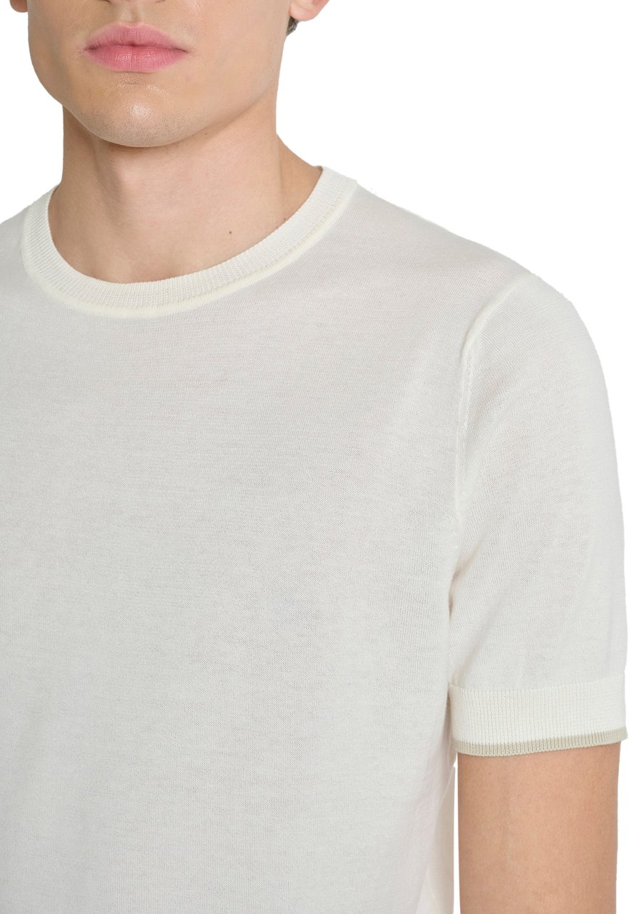Antony Morato SWEATER ROUND COLLAR SHORT SLEEVES REGULAR FIT IN MERCERIZED COTTON SUPER FINE YARN Beige