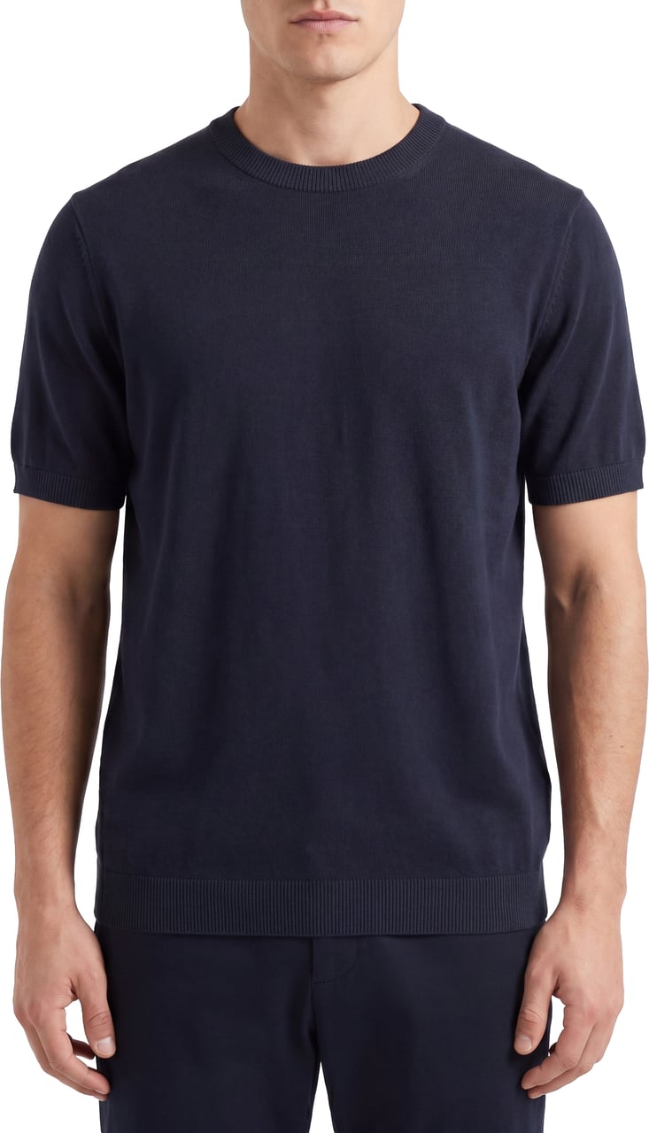 Antony Morato SWEATER ROUND COLLAR SHORT SLEEVES RELAXED FIT SOFT YARN Blauw