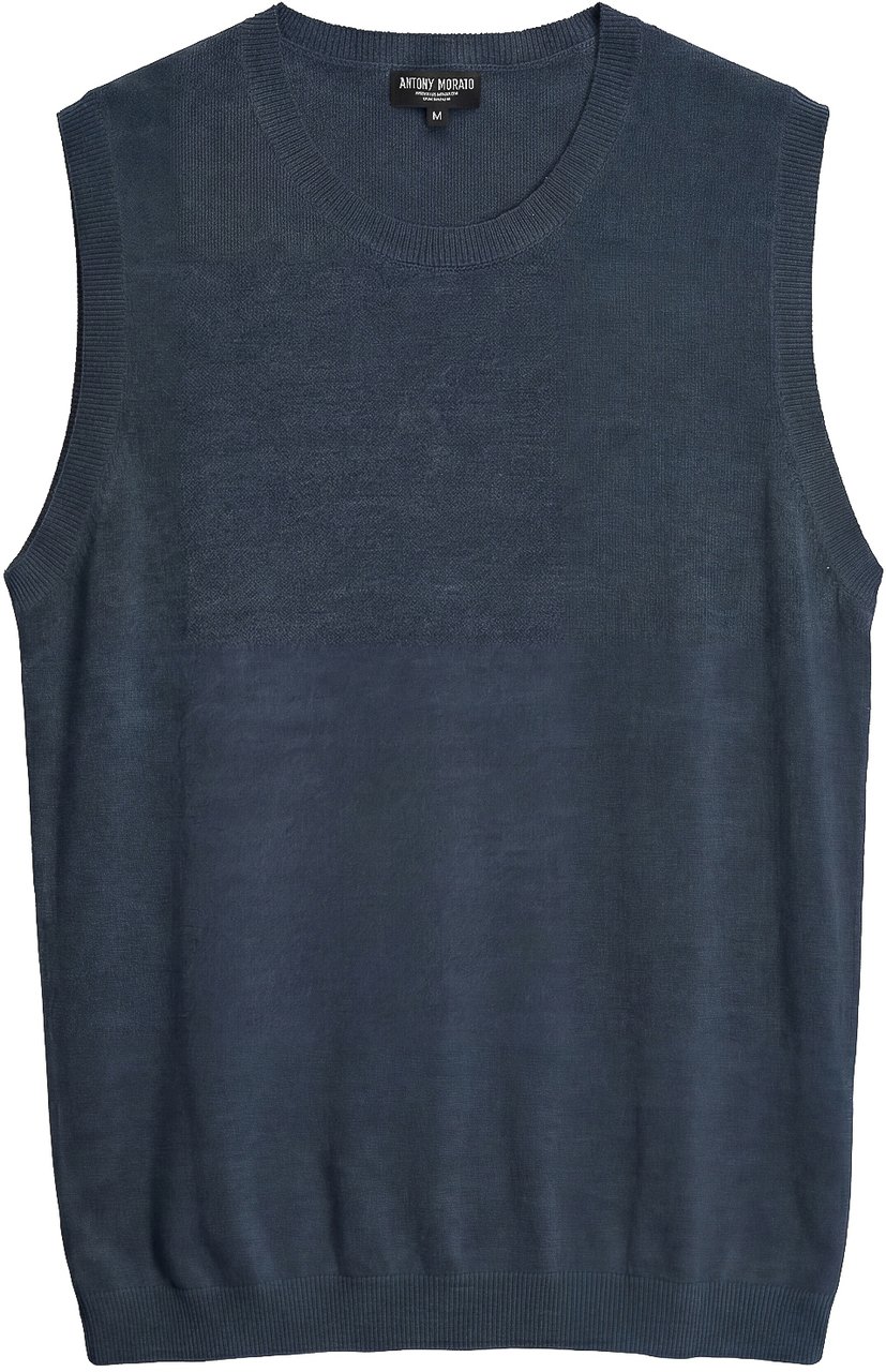 Antony Morato SWEATER SLEEVELESS RELAXED FIT SOFT YARN Blauw
