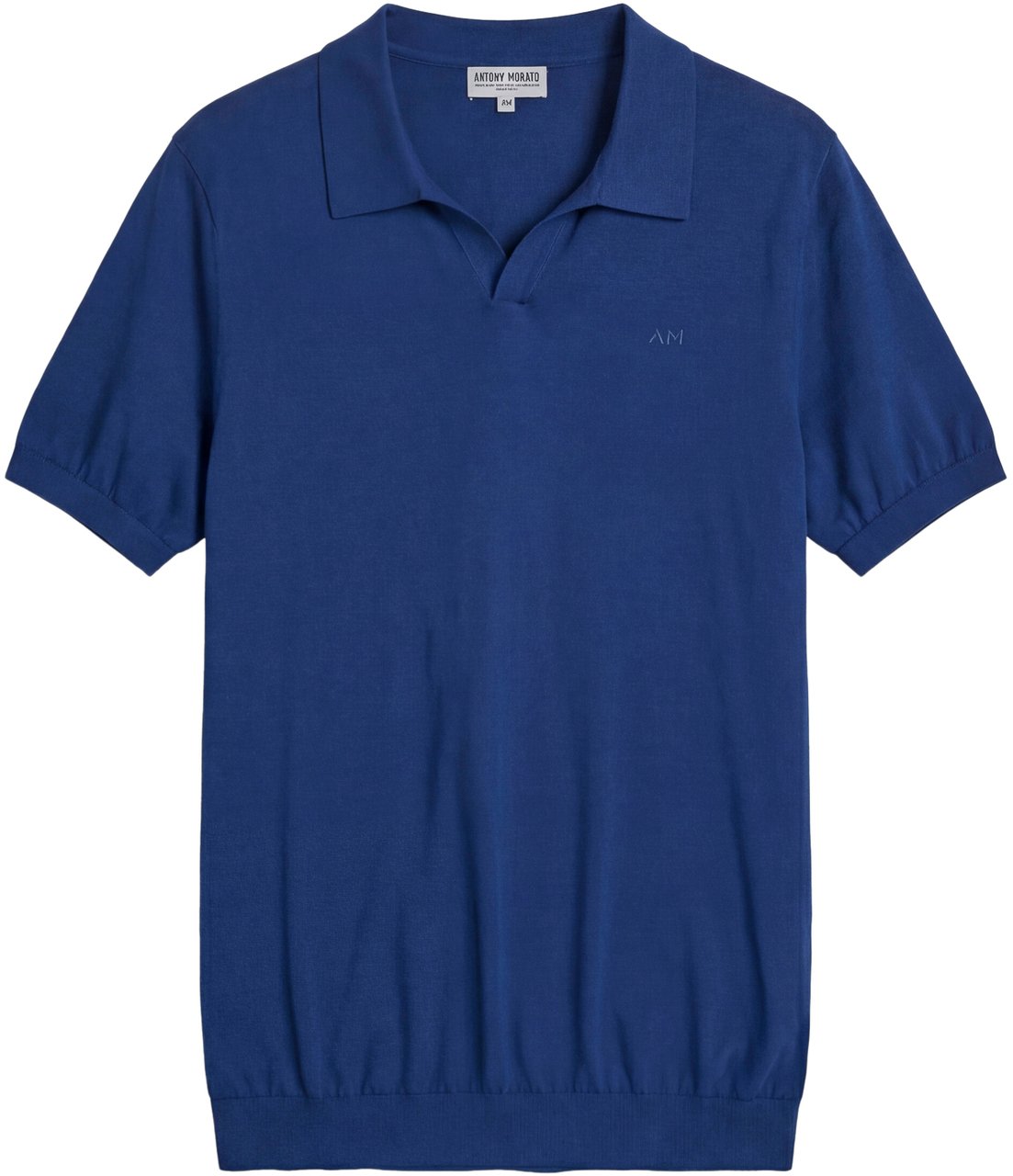 Antony Morato SWEATER POLO WIHTOUT BUTTON SHORT SLEEVES SLIM FIT SOFT FINE YARN Blauw