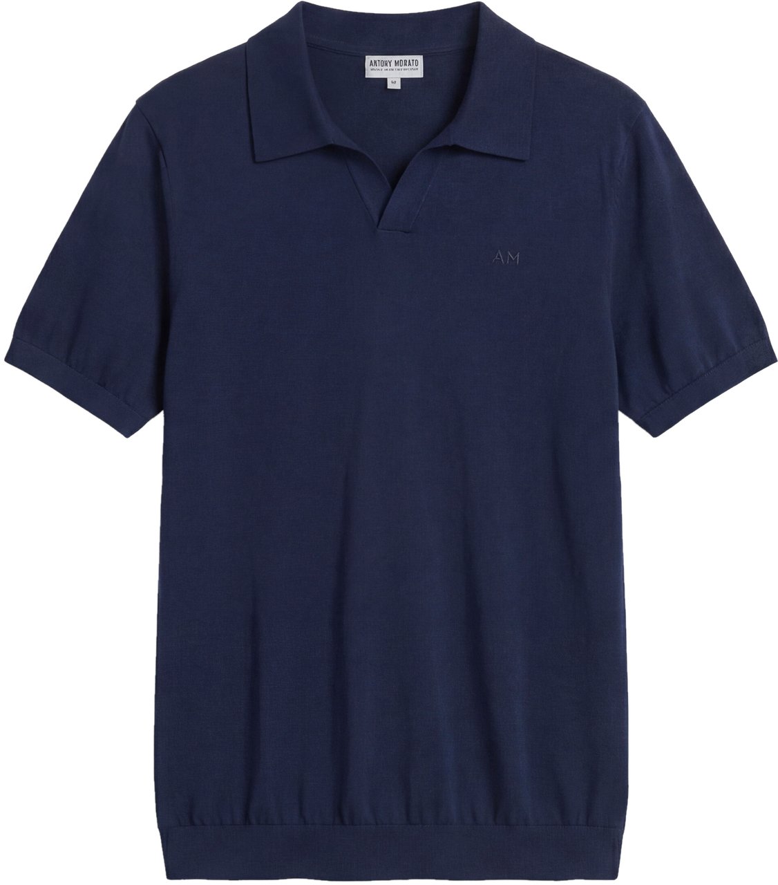 Antony Morato SWEATER POLO WIHTOUT BUTTON SHORT SLEEVES SLIM FIT SOFT FINE YARN Blauw