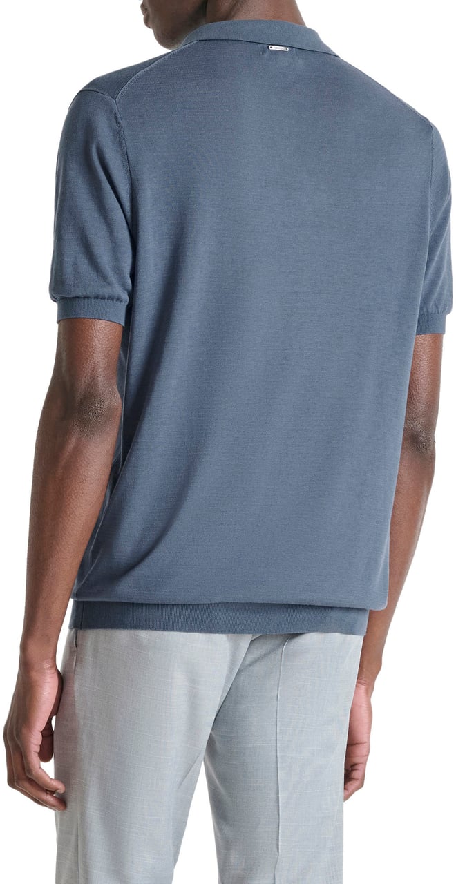 Antony Morato SWEATER POLO WIHTOUT BUTTON SHORT SLEEVES SLIM FIT SOFT FINE YARN Blauw