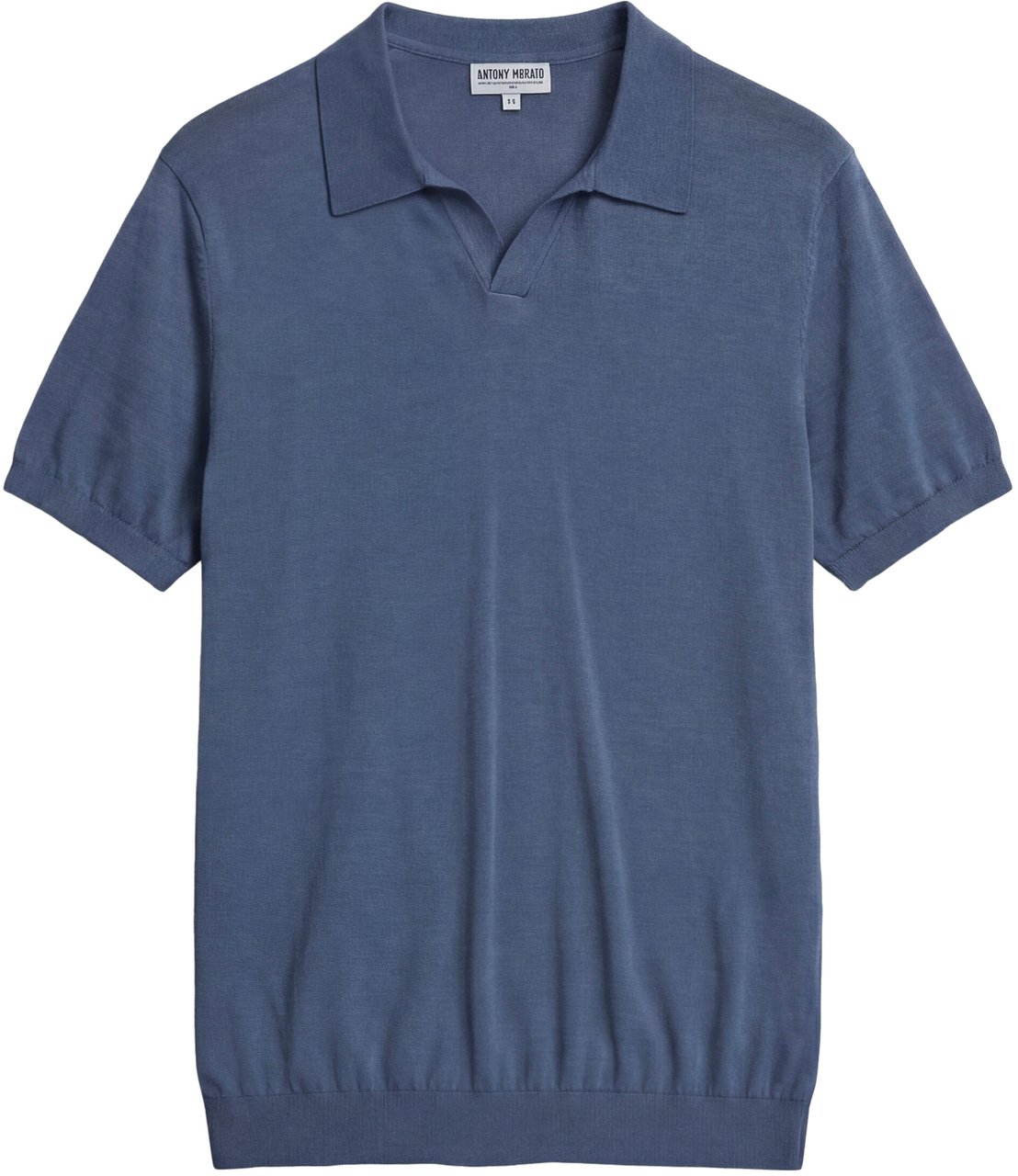 Antony Morato SWEATER POLO WIHTOUT BUTTON SHORT SLEEVES SLIM FIT SOFT FINE YARN Blauw