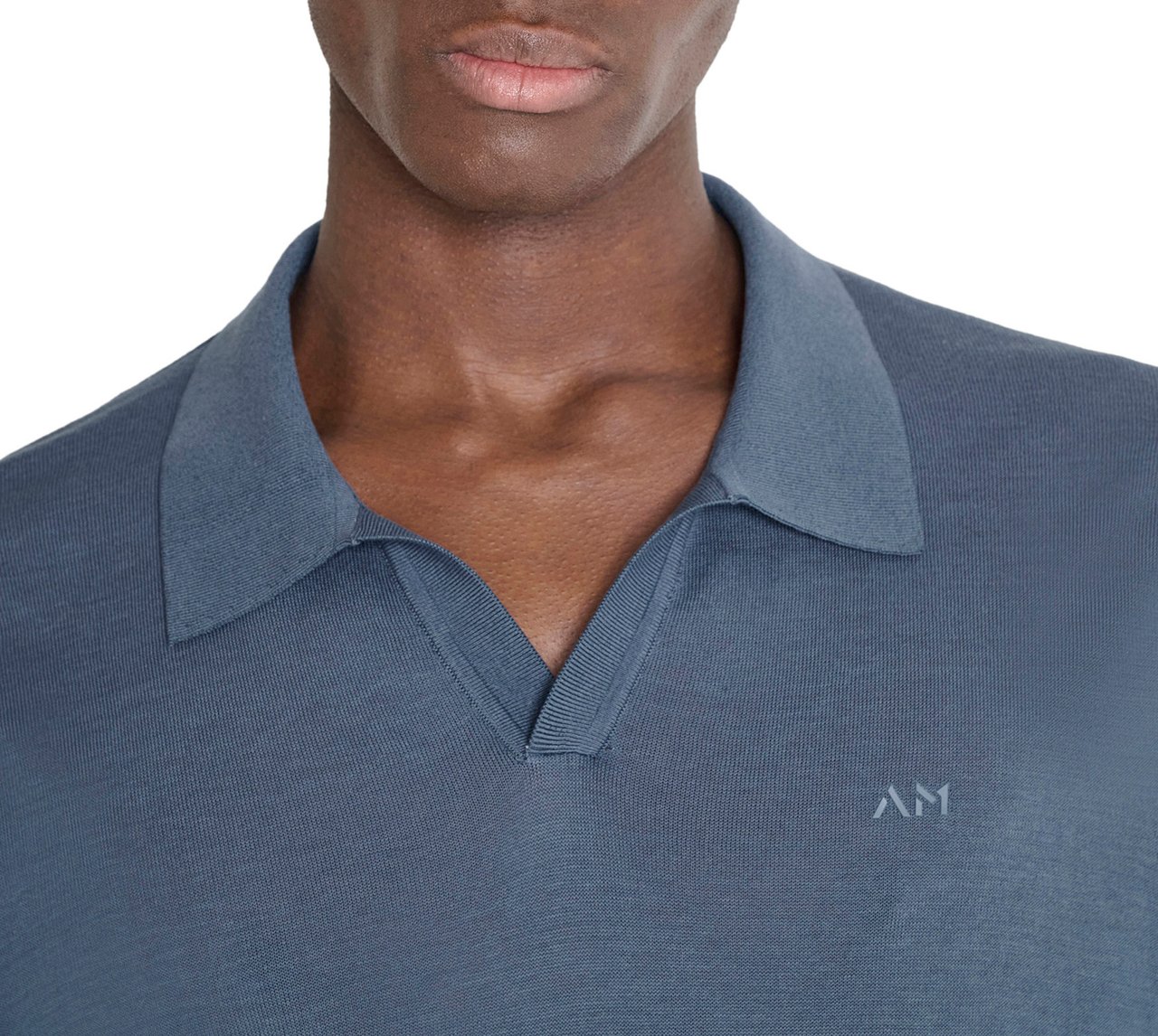 Antony Morato SWEATER POLO WIHTOUT BUTTON SHORT SLEEVES SLIM FIT SOFT FINE YARN Blauw