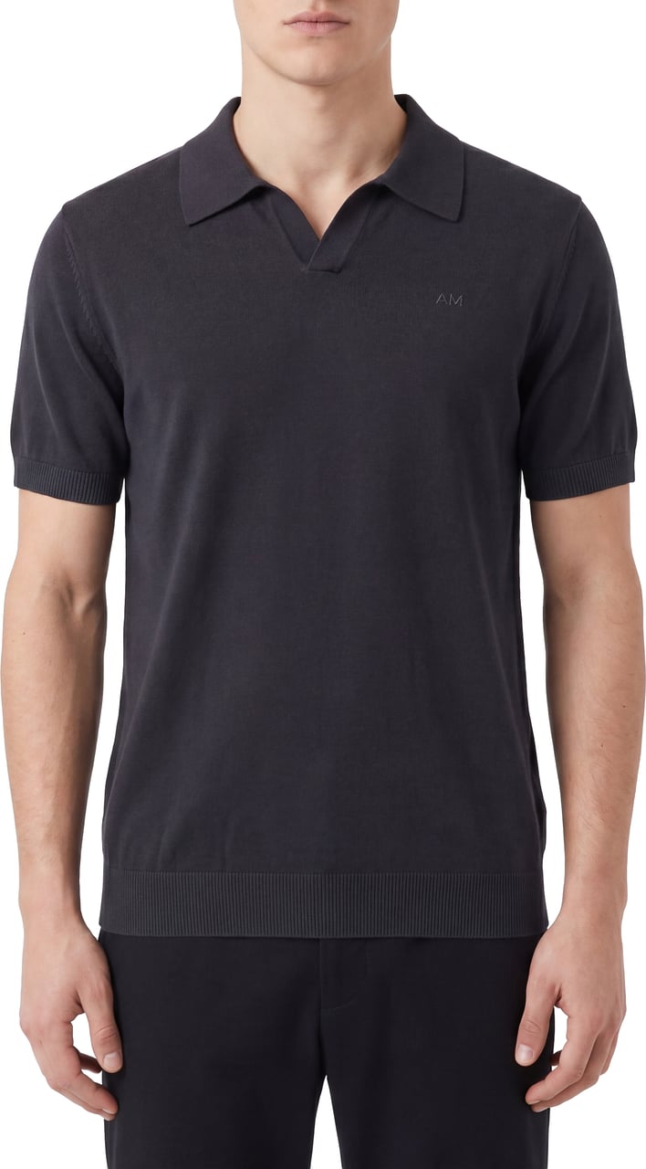 Antony Morato SWEATER POLO WIHTOUT BUTTON SHORT SLEEVES SLIM FIT SOFT FINE YARN Zwart