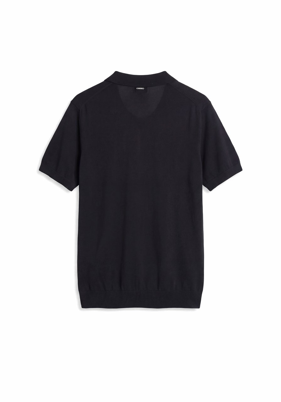 Antony Morato SWEATER POLO WIHTOUT BUTTON SHORT SLEEVES SLIM FIT SOFT FINE YARN Zwart