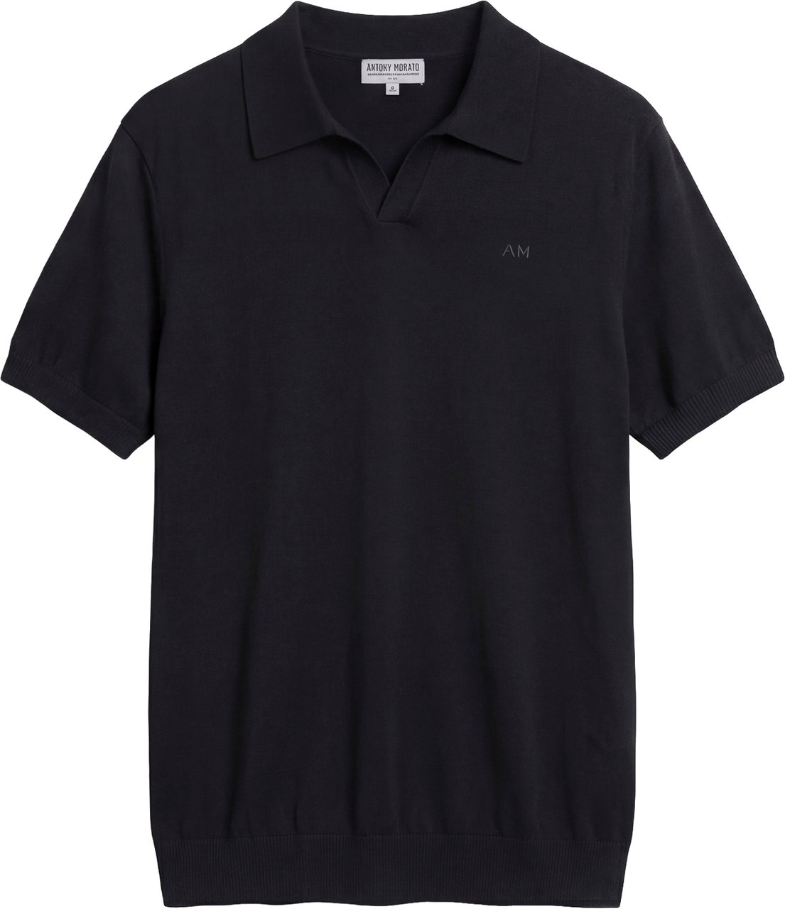 Antony Morato SWEATER POLO WIHTOUT BUTTON SHORT SLEEVES SLIM FIT SOFT FINE YARN Zwart