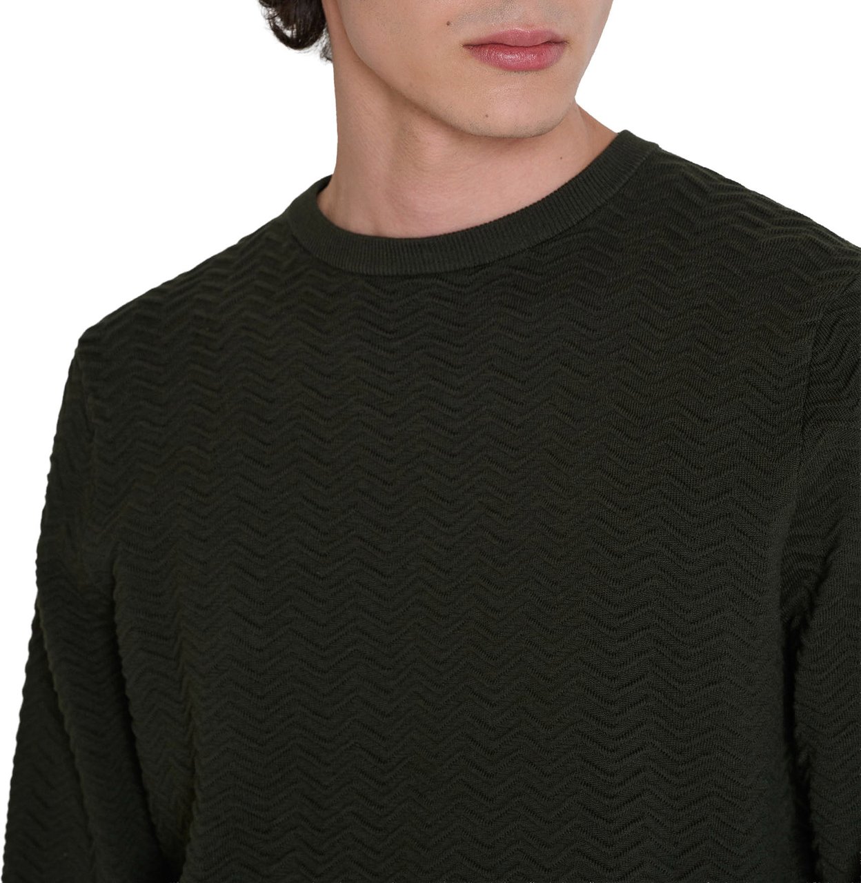 Antony Morato SWEATER ROUND COLLAR REGULAR FIT IN COTTON SOFT YARN Groen