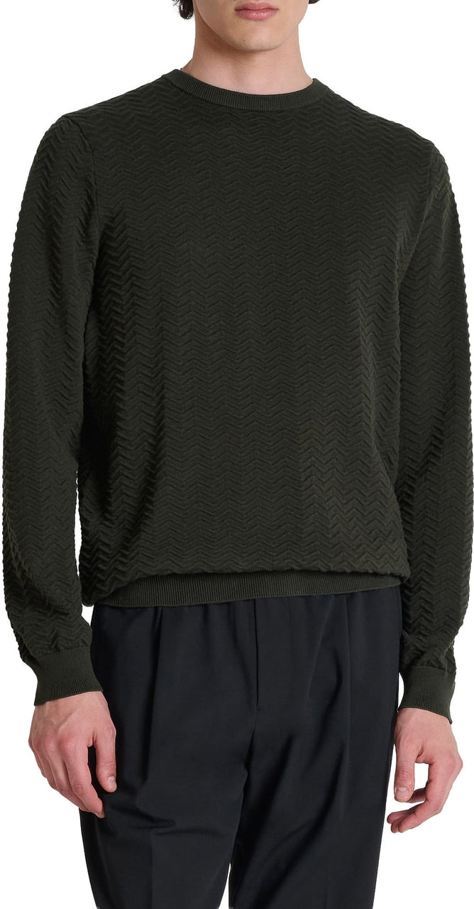 Antony Morato SWEATER ROUND COLLAR REGULAR FIT IN COTTON SOFT YARN Groen