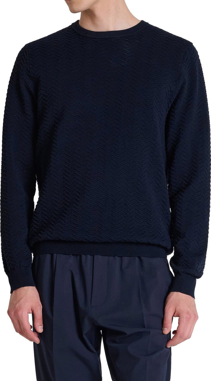 Antony Morato SWEATER ROUND COLLAR REGULAR FIT IN COTTON SOFT YARN Blauw