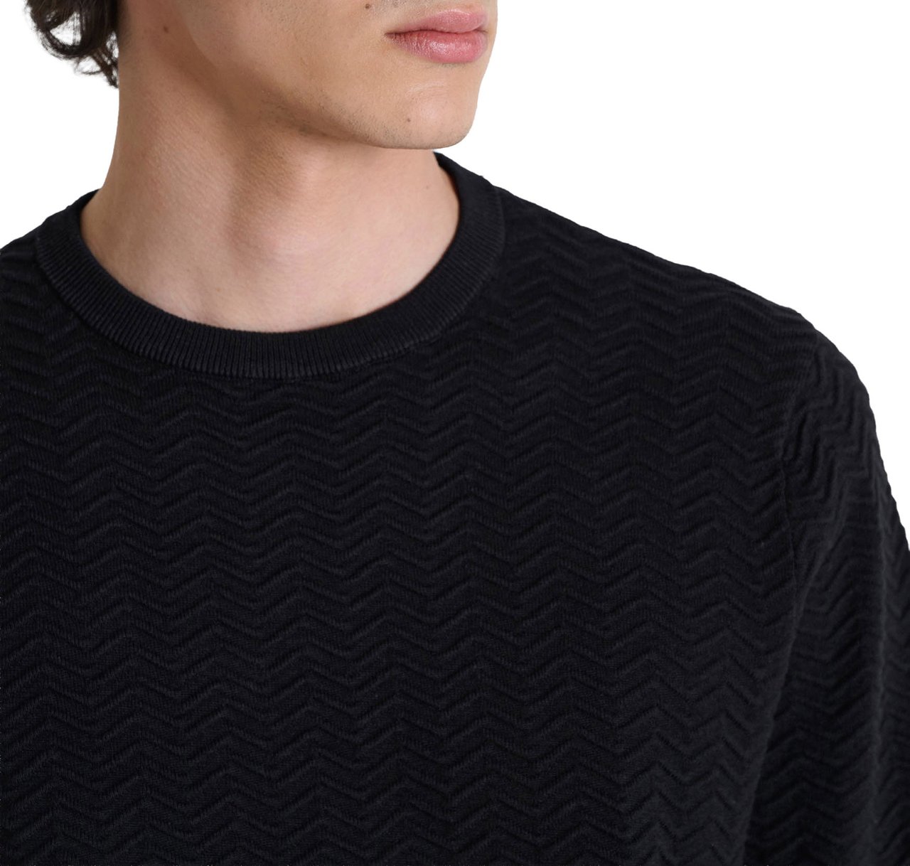 Antony Morato SWEATER ROUND COLLAR REGULAR FIT IN COTTON SOFT YARN Zwart