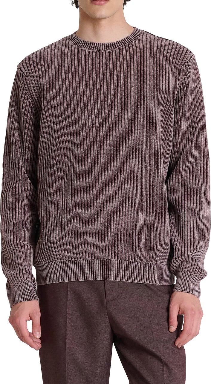 Antony Morato SWEATER ROUND COLLAR LONG SLEEVES REGULAR FIT IN COTTON CHENILLE ACID WASH Rood