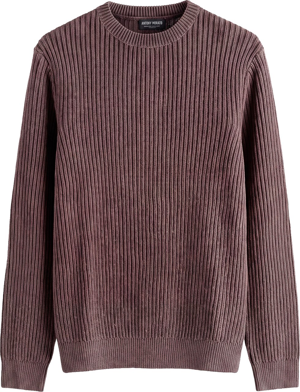 Antony Morato SWEATER ROUND COLLAR LONG SLEEVES REGULAR FIT IN COTTON CHENILLE ACID WASH Rood