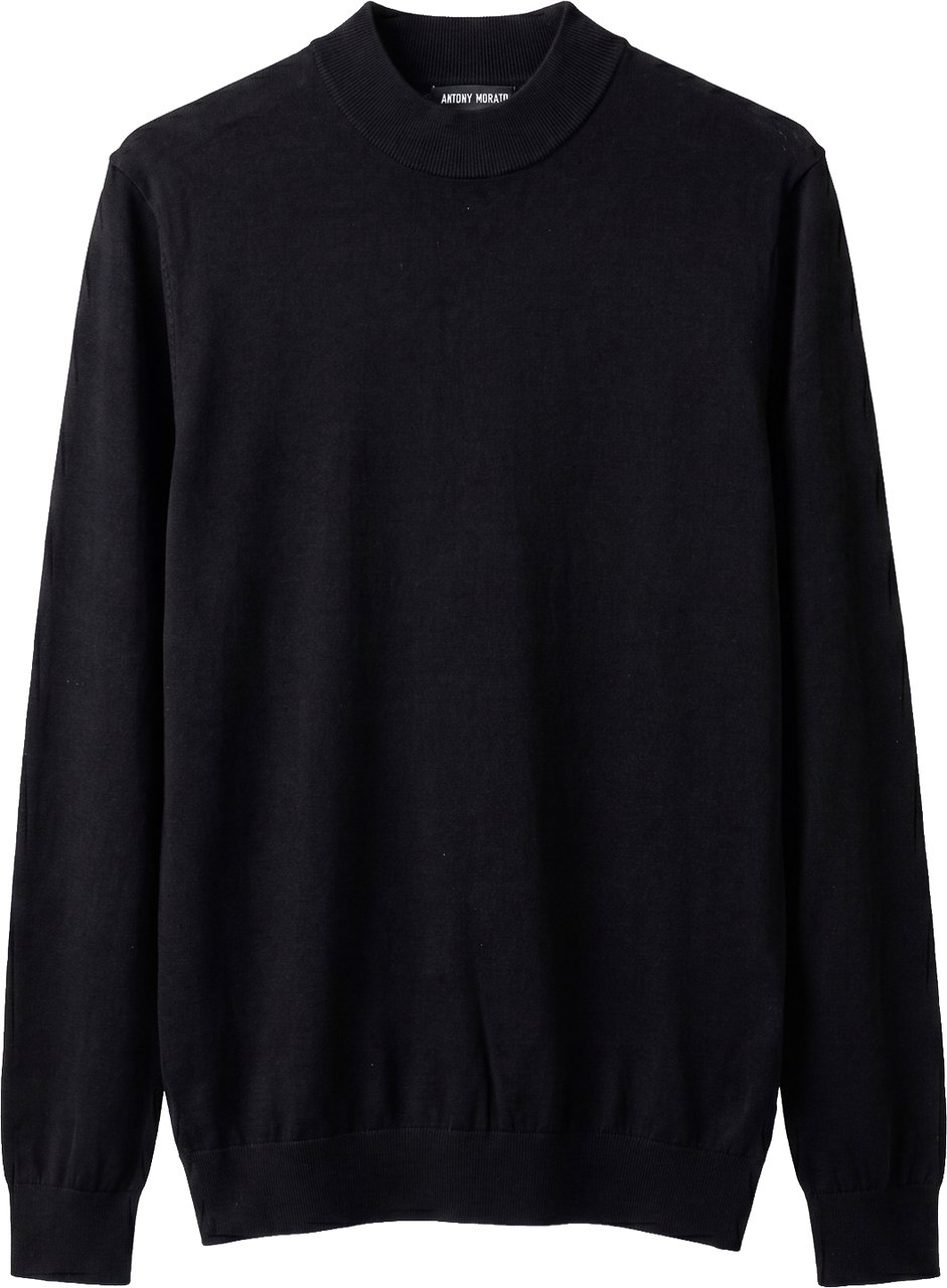 Antony Morato SWEATER HALF TURTLE COLLAR LONG SLEEVES REGULAR FIT IN WOOL BLEND YARN Zwart