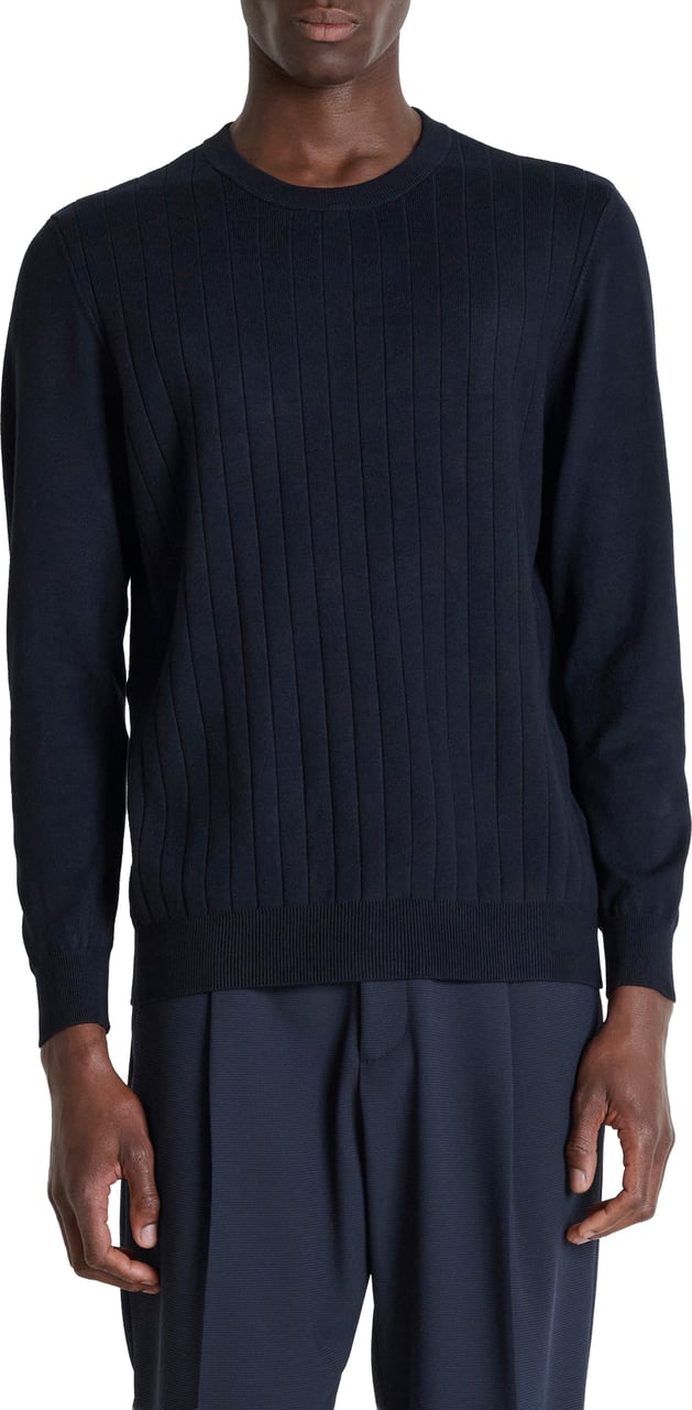 Antony Morato SWEATER ROUND COLLAR LONG SLEEVES REGULAR FIT IN VISCOSA BLEND YARN Blauw