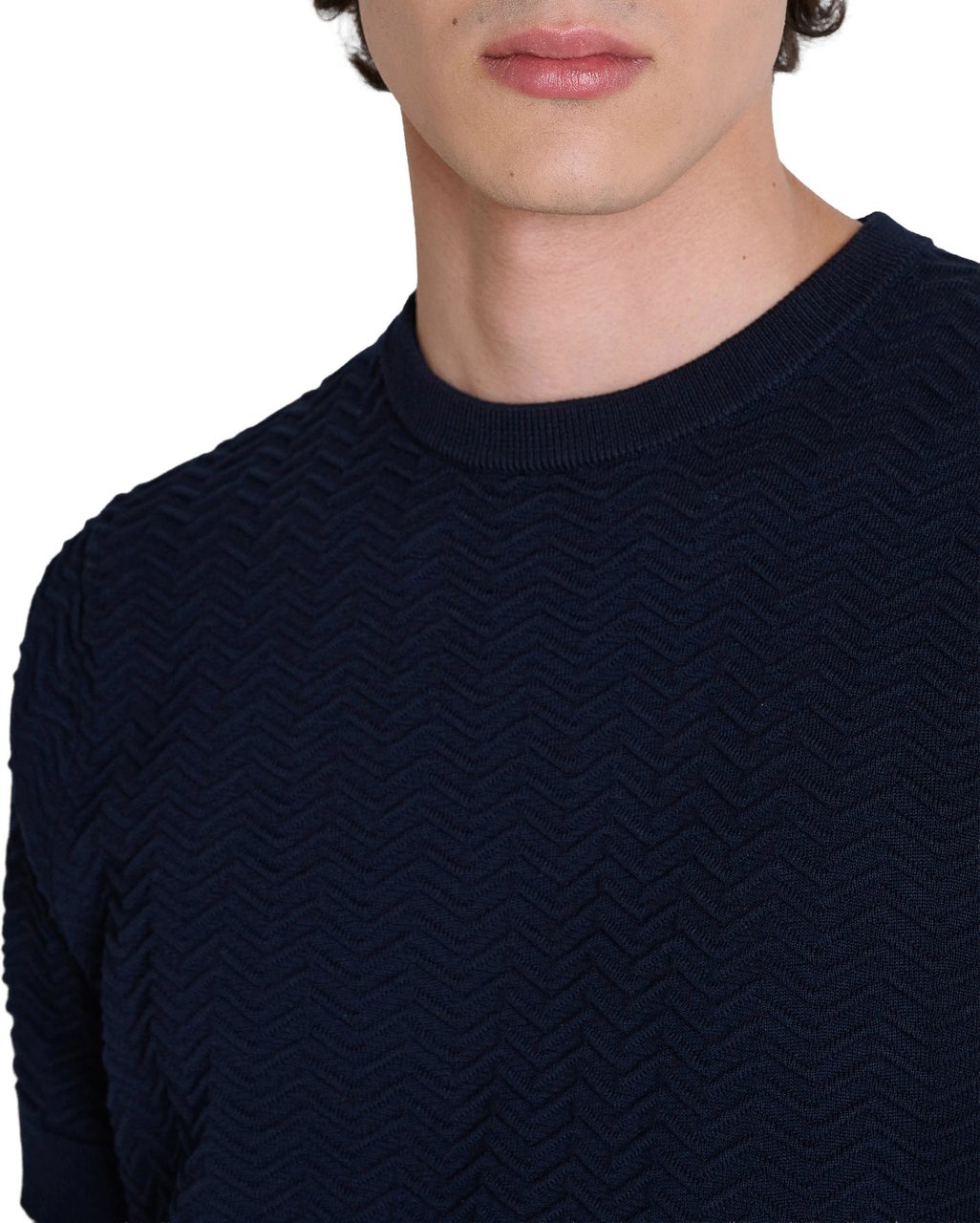 Antony Morato SWEATER ROUND COLLAR SHORT SLEEVES REGULAR FIT IN COTTON SOFT YARN Blauw