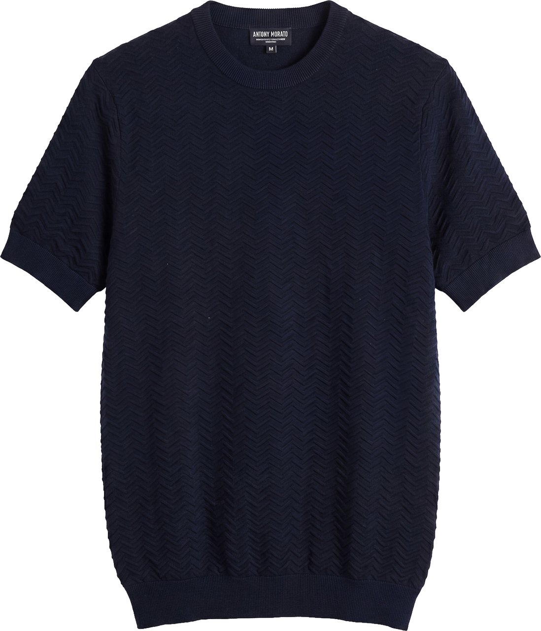 Antony Morato SWEATER ROUND COLLAR SHORT SLEEVES REGULAR FIT IN COTTON SOFT YARN Blauw