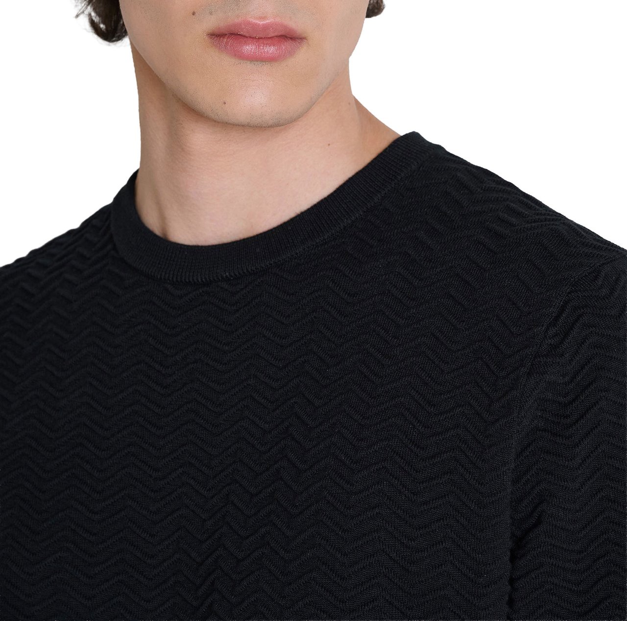 Antony Morato SWEATER ROUND COLLAR SHORT SLEEVES REGULAR FIT IN COTTON SOFT YARN Zwart